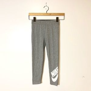 New NIKE Girls Logo Leggings Gray & White Size 6X